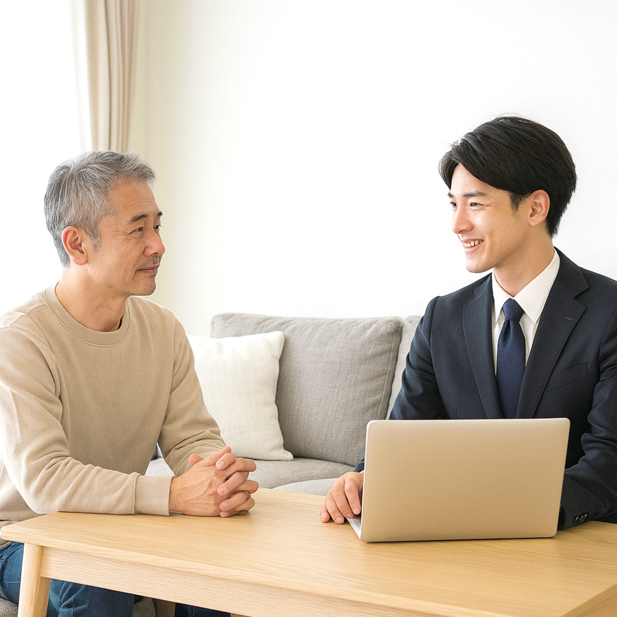 リフォーム相談をしているお客様とスタッフのイメージ